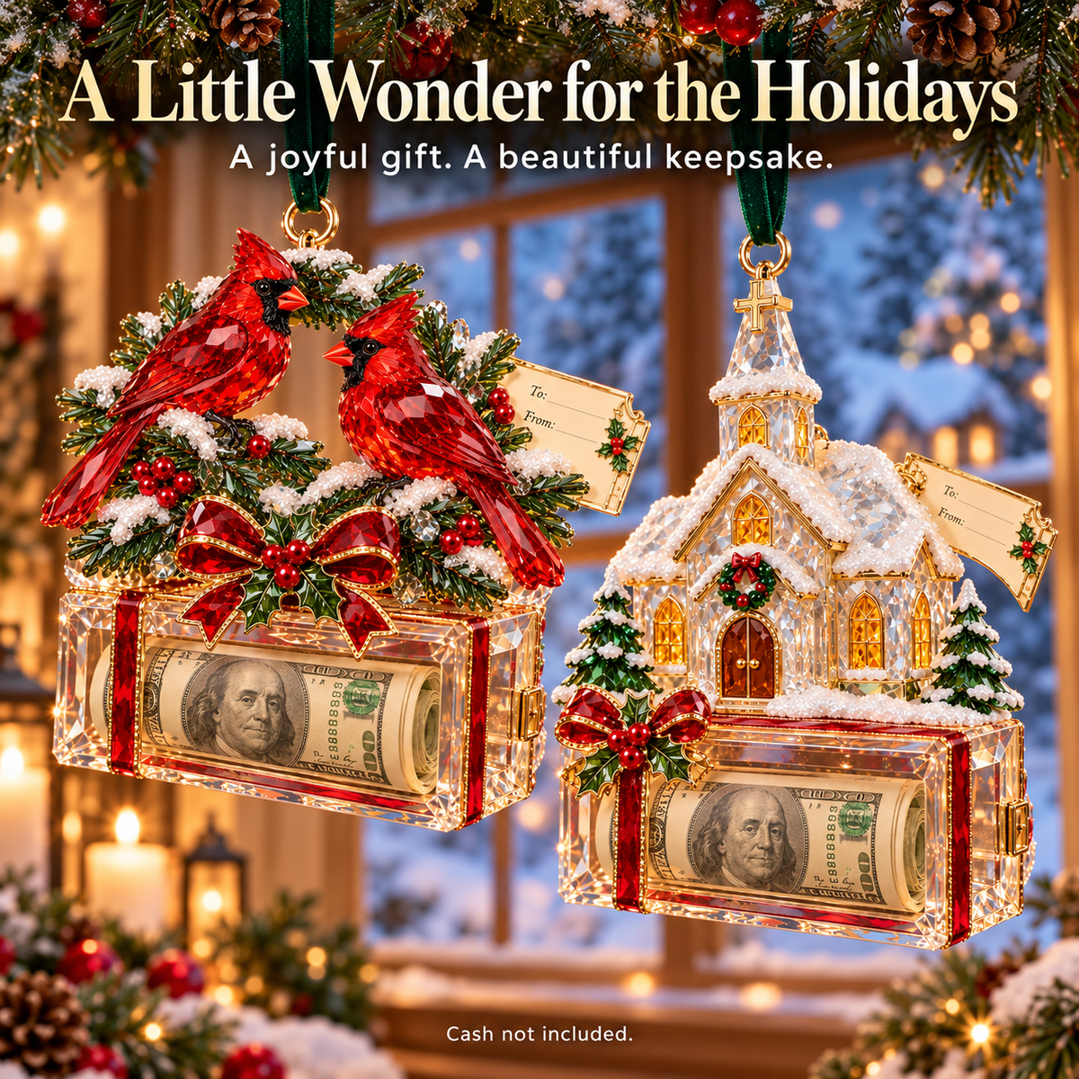 2026 Crystal-Style Christmas Money Holder Ornaments – 20 Festive Designs with Gift Tags