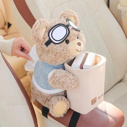 Plush Bear Car Organizer & Tissue Holder