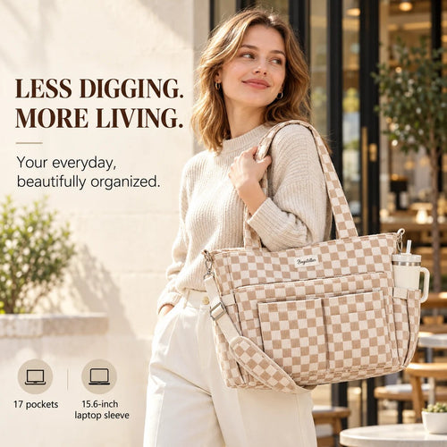 🎒✨Large Corduroy Tote Bag for Women – Multi-Pocket Laptop & Work Bag