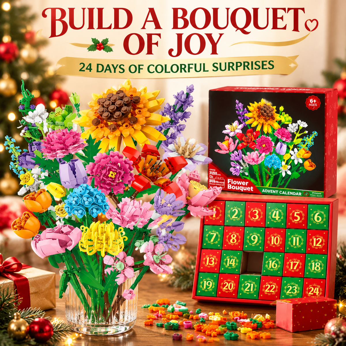 🌸 24-Day Flower Bouquet Advent Calendar – DIY Christmas Countdown Gift 🎄