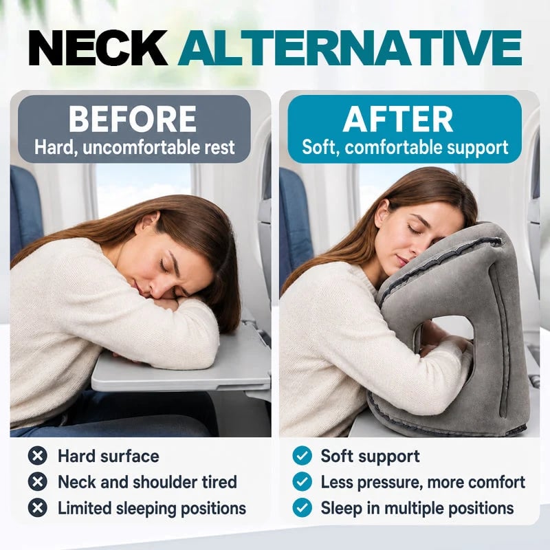 ✈️💤 便携式充气飞机造型睡眠枕 — 前倾与侧向支撑枕