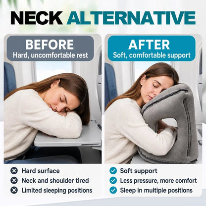 ✈️💤 便携式充气飞机造型睡眠枕 — 前倾与侧向支撑枕