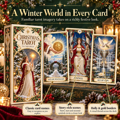 最后一天优惠 49%🎉-🔮 圣诞塔罗牌 | 78 张节日卡牌 & 12 天假日仪式指南
