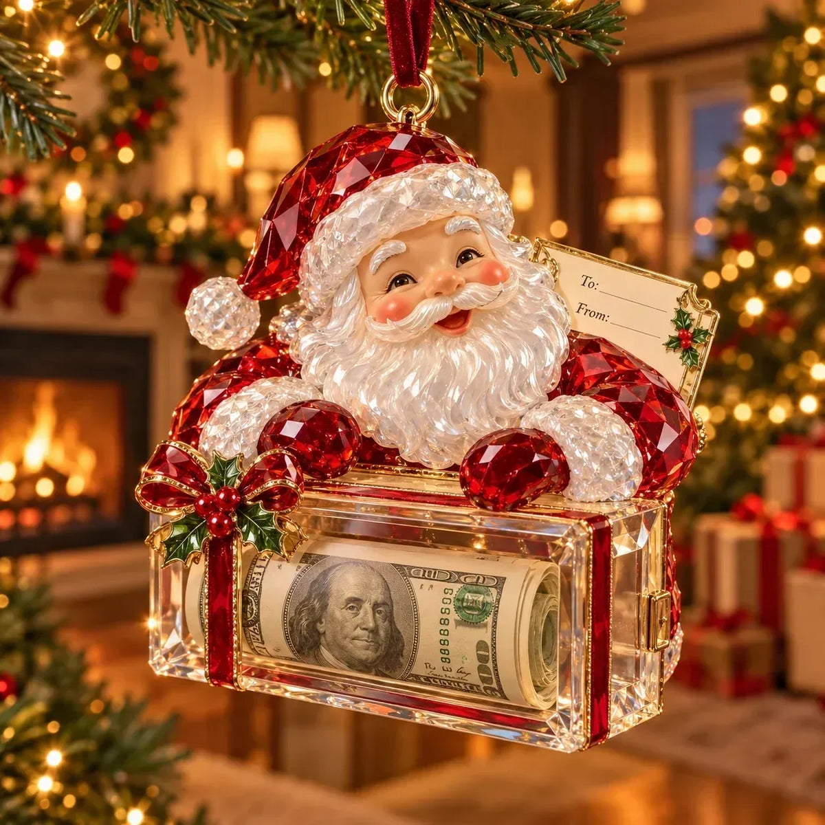 🎄 Christmas Cash Gift Ornament | 20 Crystal-Style Designs with Money Holder & Gift Tag 🎁