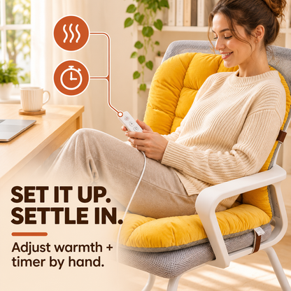 🔥 Plush Heated Chair Cushion – Cozy Seat & Back Warmer