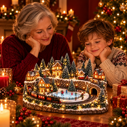🎁Animated Holiday Train & Ice Rink Scene ✨🎁