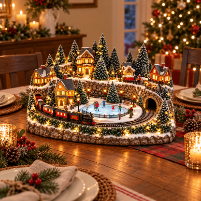 🎁Animated Holiday Train & Ice Rink Scene ✨🎁