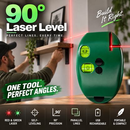 🔧 90° 激光直角仪 – 用于瓷砖、地板铺设及 DIY 的双线精密标线工具