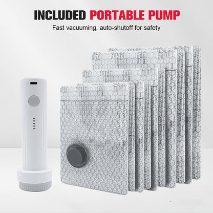 🔥 最后一天促销 - 50% OFF 🔥 旅行真空收纳袋及便携式抽气泵套装