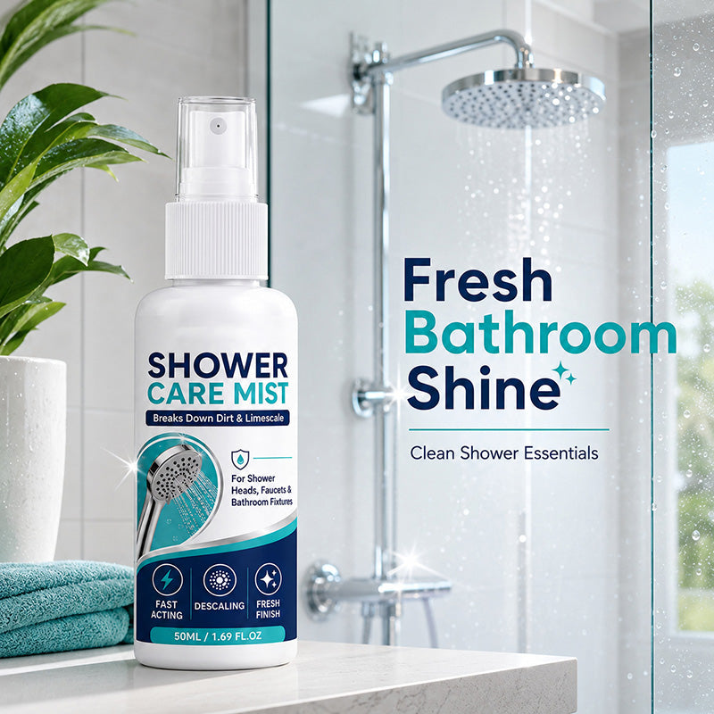 🚿✨强力速效淋浴间水垢清洁喷雾——快速溶解顽固矿物质沉积与硬水渍。一喷一擦，焕然如新！🧼💪