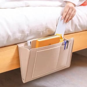 🛏️限时五折！床边悬挂式收纳袋——多口袋床头置物架，毛毡悬挂袋，适用于宿舍上下铺，可收纳平板电脑、书籍、手机及文具