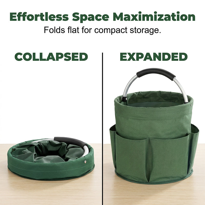 🌳 Foldable Storage Basket with Pockets – 50% OFF! Premium fabric, easy collapse design, 28x28cm – organise garden tools, snacks & essentials. 🌟