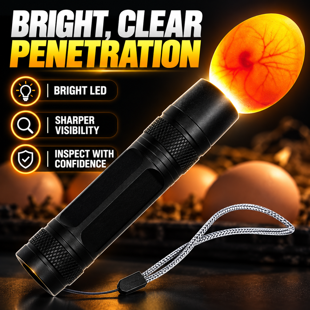 🥚 可充电 LED 照蛋器 - 冷光胚胎检查工具 💡
