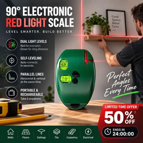 🔧 90° 激光直角仪 – 用于瓷砖、地板铺设及 DIY 的双线精密标线工具